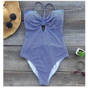 NWT! Lace Up Striped One-piece Swimsuit